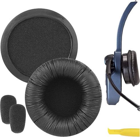 Geekria QuickFit Leatherette Replacement Earpads + Mic Foam Compatible with BlueParrott B250-XT Plus, B250-XT, B250-XTS, B250, B150 Headphones Mic...