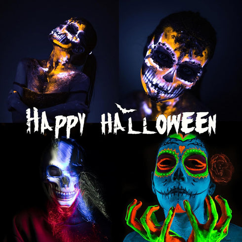 10 Color Glow in The Dark Face Paint,UV and Black Light Neon Face and Body Painting Set Mardi Gras Halloween Masquerade Black Light Birthday Party...