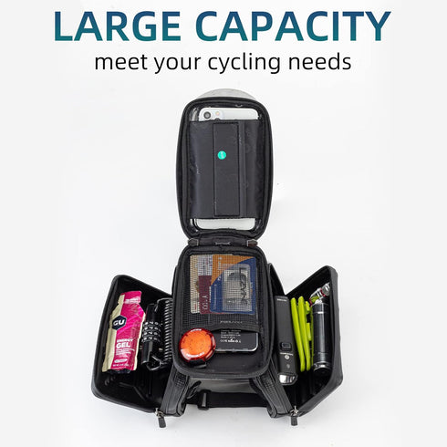 ROCKBROS Bike Phone Bag Bicycle Waterproof Front Frame Pouch Top Tube Handlebar Bag Cycling Cell Phone Storage Bag for iPhone 11 12 13 PRO XS XR 8...