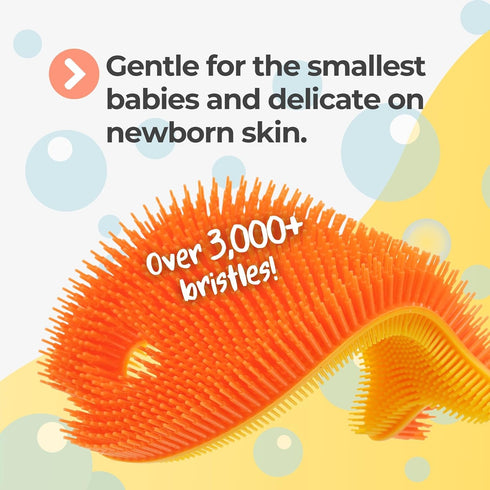 Innobaby Bathin' Smart Silicone Bath Scrub for Babies Toddlers and Adults in Double Sided Sensory Fish Shape, Gently Exfoliate Face and Body, Made...