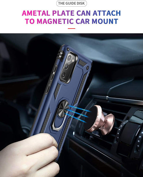 for Samsung Galaxy Note 20 Case, Note20 5G Case with HD Screen Protectors, Androgate Military-Grade Metal Ring Holder Kickstand 15ft Drop Tested S...