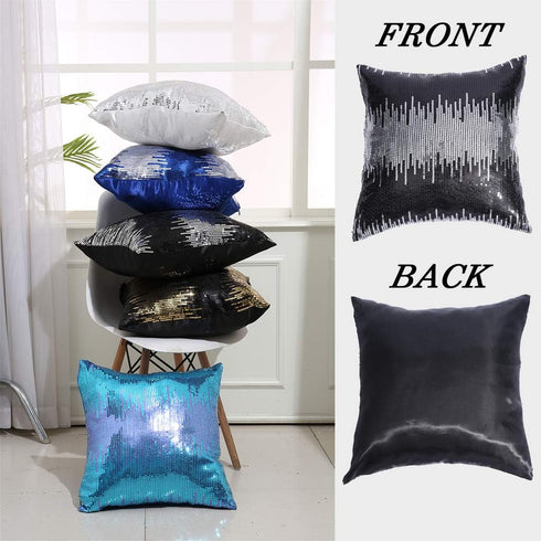 Juya Delight Throw Pillow Case, Sparkly Pillow Cushion Covers for Couch Sofa Home Decorative,18x18 inches, Black Silver, Set of 2...