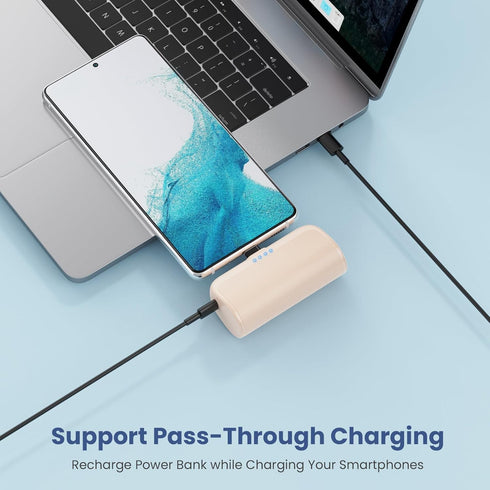 Mini Portable Charger 5200mAh,Ultra-Compact USB C Power Bank Portable Phone Charger,PD Fast Charging Cell Phone Battery Pack Compatible with Samsu...