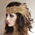 Asooll 1920s Feather Headband Gold Vintage Crystal Flapper Headpiece Headdress Prom Head Accessories for Women and Girls...