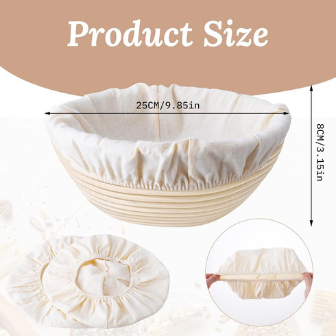 2 Pcs Bread Proofing Basket Cloth Liner, Oval Baking Dough Sourdough Baskets Cover Proofing Cloth for Bakery Home Baking- about 10 inch...