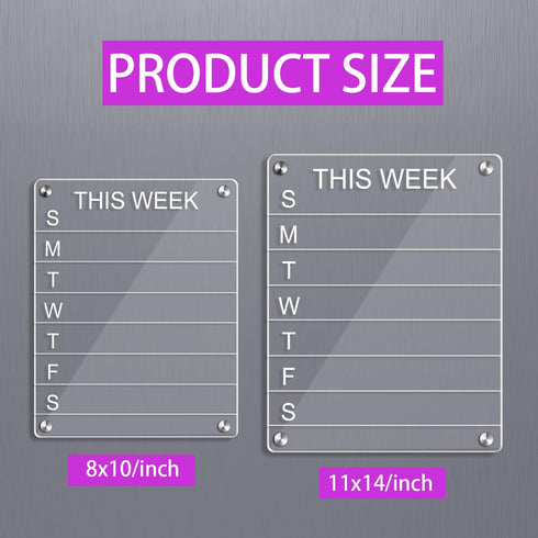 Magnetic Notepad - Acrylic Clear Weekly Meal Planner Board Resuable Dry Erase Board Week Calendar Refrigerator(8x10inch)...