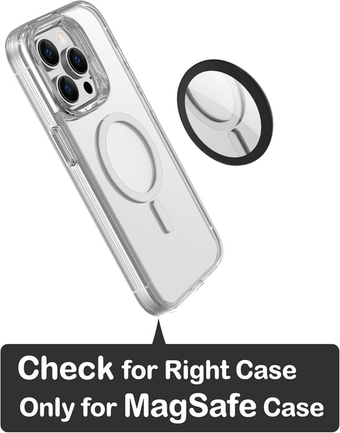 metisinno Magnetic Base Mirror Compatible with PopSocket Phone Grips and iPhone MagSafe Cases, Compact Makeup Mirror, Obsidian Black...