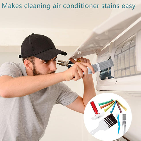 5 Pcs Air Conditioner Fin Cleaner Set 3 Different Ac Fin Comb Condenser Fin Straightener,2 Different Brush Condenser Ac Coil Cleaner Air Refrigera...