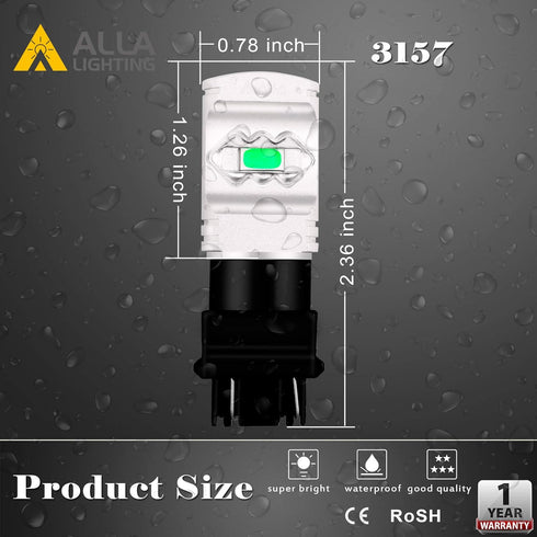 Alla Lighting 3800lm T25 3156 3157 Ice Blue LED Bulbs Xtreme Super Bright 3457 3056 4114 3157 LED Bulb ETI 56-SMD 8000K LED 3157 Bulb for Cars Tru...