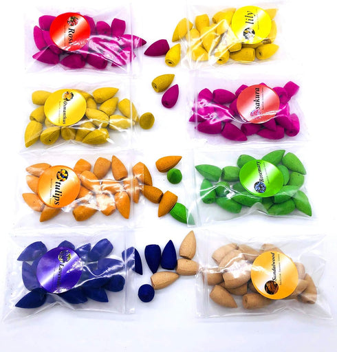 152 Pcs Backflow Incense Cones 8 Mixed Natural Scents Sandalwood Rose Lily Tulips Rosemary Lavender Sakura Osmanthus(Incense Cones)...