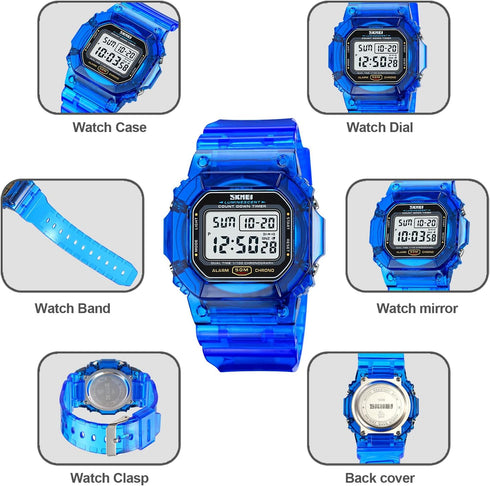 Gosasa Women's Men Youth Square Digital Watch Chronograph Countdown Dual Time Waterproof Watch...