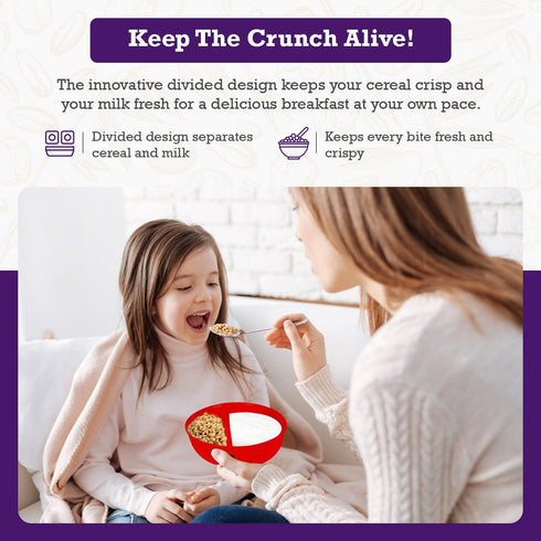 Just Solutions Crunch Anti-Soggy Cereal Bowl - Keeps Cereal Fresh & Crunchy | BPA Free | Microwave Safe | Ice Cream & Topping, Yogurt & Berries, F...