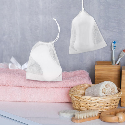 Giantree 20 Pcs Soap Bag, Soap Bag Soft for Shower, Soap Pouch Saver with Drawstring, Hangable Soap Bags for Soap Bars Mesh Soap Bag for Foaming D...