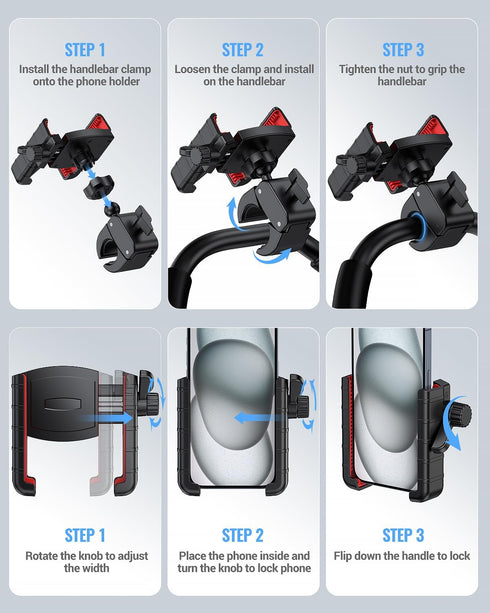 Phone Mount Holder Compatible with Peloton Bike, Exercise Bike - Secure Fit and Quick Lock - 360 Degree Rotation - for Indoor Stationary Exercise ...