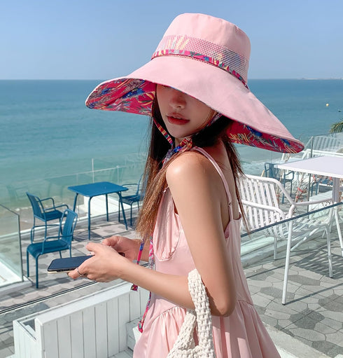 HUAMULAN Women Summer Sun Hat Wide Brim Wired Edge Floral Beach Bucket Hats Reversible Foldable Travel UV Protection Lady Hat...