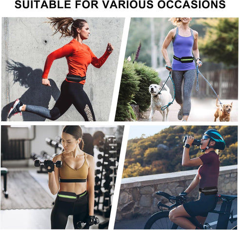 2 Pack Running Belt Fanny Packs for women and men,Belt Bag for Hiking Cycling Workout,Reflective Fanny Packs for Men Runners Belt Compatible with ...