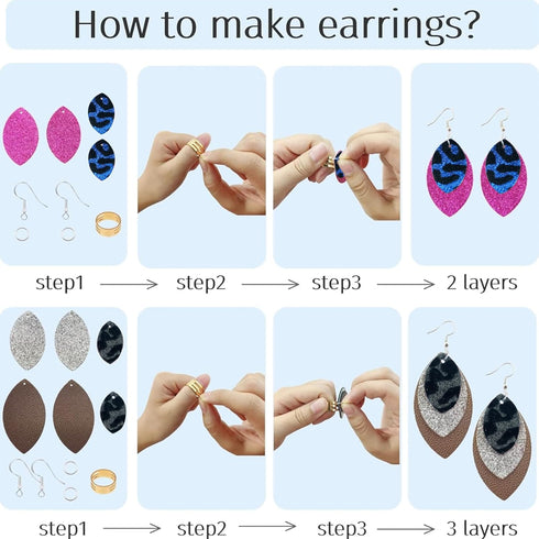 AOUXSEEM 321 Pcs Faux Leather Earrings Making Kit Full Set for Beginners, Contains 96 Pre Cut Evil Eye Earring Pieces with Hooks Jump Rings Opener...