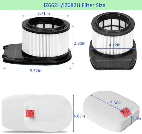IZ662H IZ682H Filters for Shark Rocket Pet Pro IZ662H IZ682H Stick Vacuums, Include 2 Pack Filter and 4 Pack Foam and 4 Pack Felt Filter Kit...