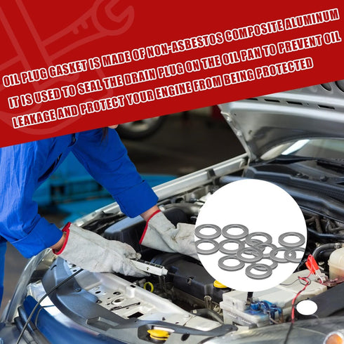 50 Pcs Oil Drain Plug Gaskets, Aluminum Engine Oil Drain Plug Washer Gaskets, Auto Oil Crush Washer Seals Replacement Accessories, Universal Fit f...