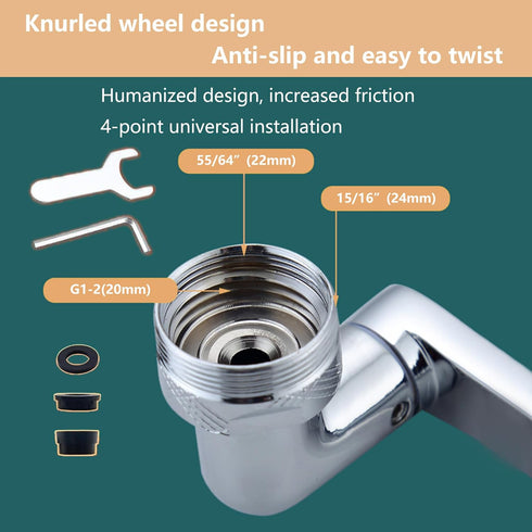 1080° Swivel Faucet Aerator,Twist and Swivel Kitchen Bathroom Sink Aerator,Universal Robotic Arm,Pressurized Water Saving Faucet Aerator & Diverte...
