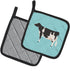 Caroline's Treasures BB7996PTHD Holstein Cow Blue Check Pair of Pot Holders Kitchen Heat Resistant Pot Holders Sets Oven Hot Pads for Cooking Baki...
