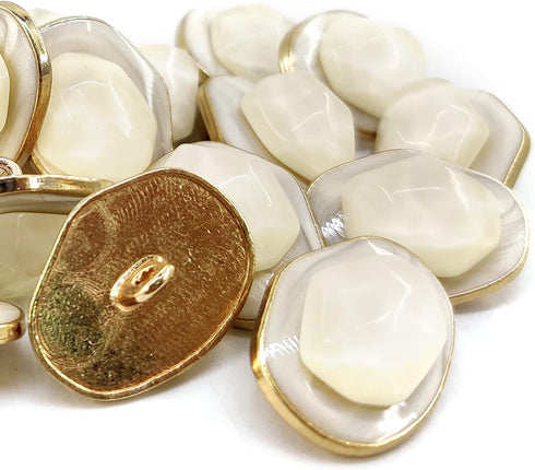 Metal Base Fried Egg Shape White Sewing Shank Buttons 20 Pcs - 23mm, 7/8"...