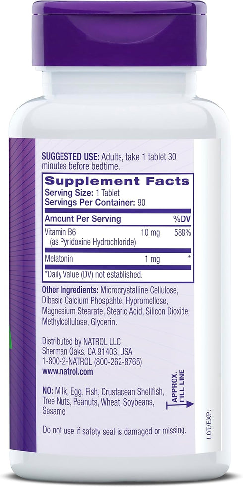 Natrol Melatonin 1 mg, Dietary Supplement for Restful Sleep, Time Release Sleep Tablets for Adults, 90 Melatonin Tablets, 90 Day Supply...