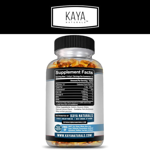 Kaya Naturals Omega 3 Supplement | Nature Made Omega 3 Fish Oil - 100% Pure Sea-Harvested Pelagic Fish Oil with No Fishy Aftertaste - Omega 3 Vita...