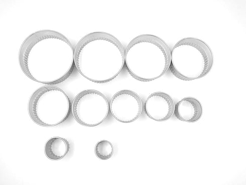 11 Piece Graduated Sizes Fluted Edge Round Pastry/Cookie Cutter Set Heavy Duty 18/8 304 Stainless Steel – Metal Engrave Size –Tin Storage Box for ...