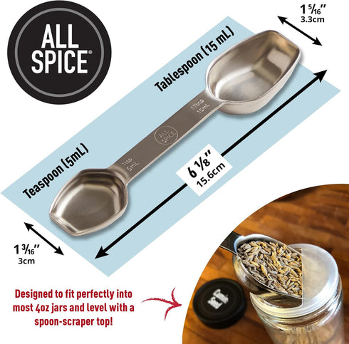 AllSpice Stainless Steel Double Sided Measuring Spoon- Teaspoon and Tablespoon...