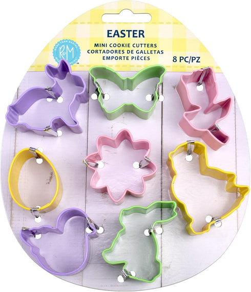 R&M International Mini Easter Cookie Cutters, Butterfly, Egg, Daisy, Duckling, Tulip, 2 Bunnies, Chick, 8-Piece Set...