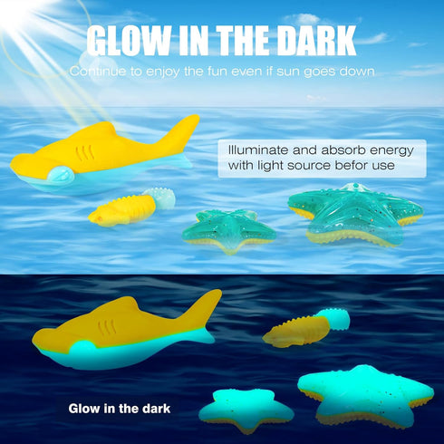 Dog Toy Floating Luminous, Squeaky Dog Toy, Glow in The Dark (Hammerhead Shark)...
