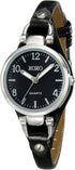 Accutime XOXO Women's XO3396 Silver-Tone Watch with Black Synthetic Leather Band...