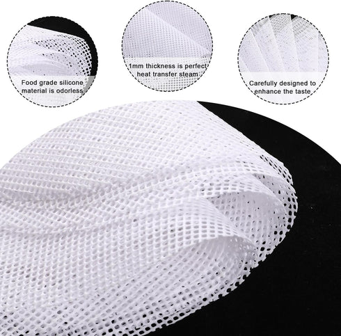 10 Pcs 10 inch Non-stick Silicone Steamer Mesh Mat, Reusable Bamboo Steamer Liner Pad, Round Silicone Steamer Liners, Dim Sum Mesh Round Dumplings...