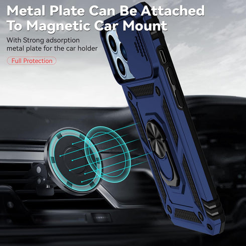 Hitaoyou iPhone 13 pro Case, iPhone 13 pro Case with Camera Cover & Kickstand Military Grade Shockproof Heavy Duty Protective with Magnetic Car Mo...