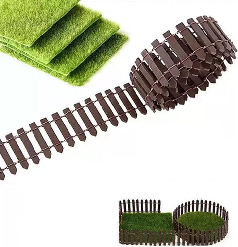 Woohome 35Inch Miniature Fairy Garden Fence, 4 PCS DIY Wood Picket Fence Mini Ornament for Dollhouse Home Garden Plant Pot DIY Diorama Project for...