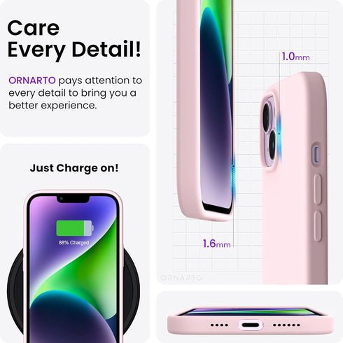 ORNARTO Compatible with iPhone 14 Plus Case 6.7, Slim Liquid Silicone 3 Layers Full Covered Soft Gel Rubber Phone Case Protective Cover 6.7 Inch-C...