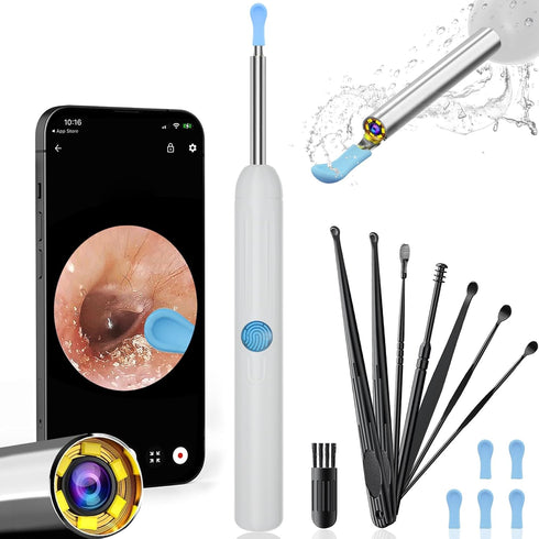 Ear Wax Removal, Ear Cleaner with Camera with 1080P, Ear Wax Removal Tool with 6 LED Light, Ear Wax Removal Kit with 8 Ear Pick, Ear Camera for iP...