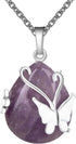 Bivei Crystal Butterfly Necklaces for Women, Rose Quartz Wire Wrap Gemstone Chakra Pendant Gifts Jewelry for Women Men...