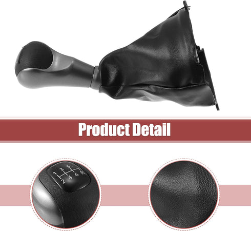 X AUTOHAUX 1 Set Manual Gear Shift Knob 6 Speed with Faux Leather Boot for Honda Civic 2006-2011 54102-SNA-A01 Black...