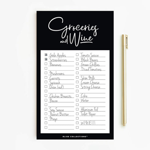 Bliss Collections To Do List Notepad, Groceries and Wine, Magnetic Weekly and Daily Planner for Organizing and Tracking Grocery Lists, Appointment...