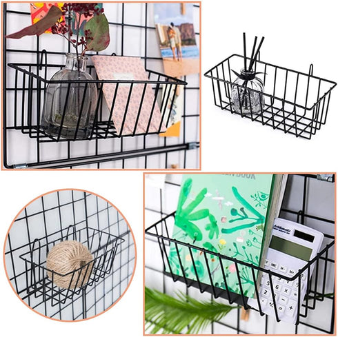 3 Pack Wire Baskets,Wall Grid Panel Hanging Wire Basket,Wall Storage and Display Basket for Cabinet & Pantry Organization and Kitchen,Bathroom,Bed...
