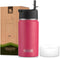 koodee 12 oz Water Bottle with Straw- Stainless Steel Double Wall Vacuum Insulated Wide Mouth Flask with Straw Lid, Sports Metal Water Bottle for ...