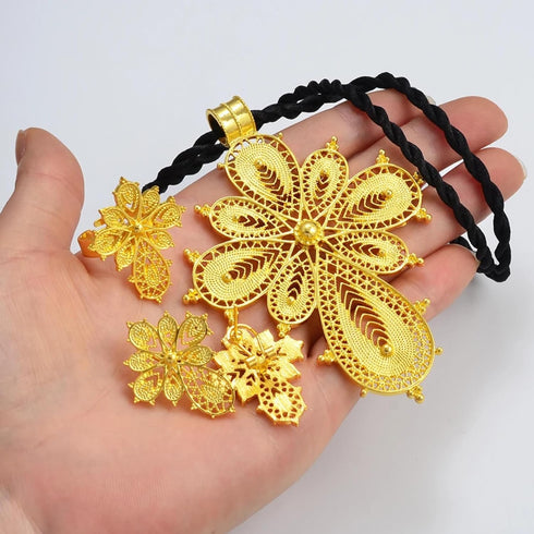 Ethiopian Jewelry for Women Set Ethiopian Eritrean Jewelry Set for Women Ethiopian Cross Jewelry Sets Necklace Earrings Ring African Eritrean Wedd...