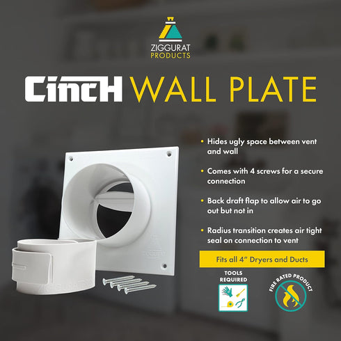 Cinch Wall Plate Adapter, Easy Connect Dryer Hose System by Ziggurat Products