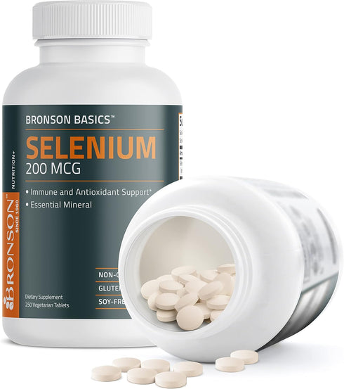 Bronson Selenium 200 mcg Immune & Antioxidant Support Essential Mineral, 250 Vegetarian Tablets...