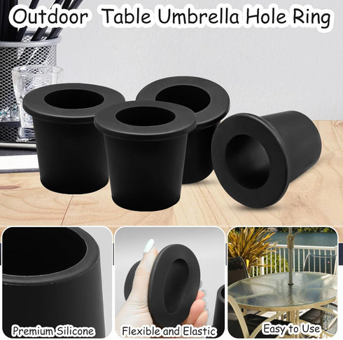 4Pcs Patio Table Umbrella Hole Ring Plug, Silicone Pool Umbrella Sleeve Stabilizer Cone Wedge, Umbrella Table Ring Hole Insert for 2-2.5 Inch Tabl...