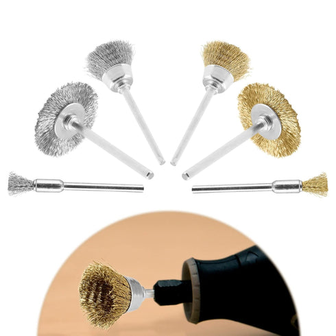 36 Pack Wire Wheel Brush Set, 1/8 Inch Shank Pure Brass and Stainless Steel Brush Kit Rotary Buffing Brush Wheel, Rust Removal Tool Set, Wire Pen ...