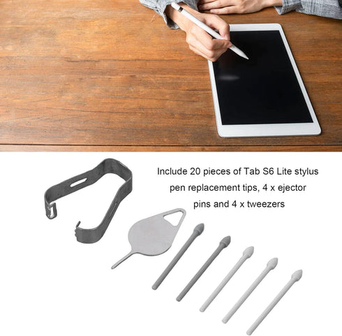 for Galaxy Tab S6 lite 10.4" SM P610 SM P615 Nibs, 20x Replacement Touch Stylus Tips Stylus Pen Tips, 4 Tweezers, 4 Ejector Pins......