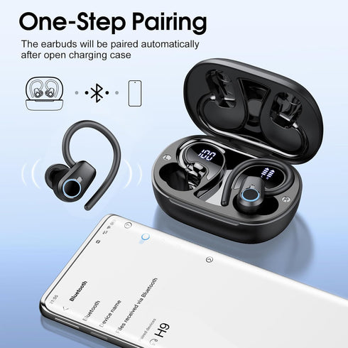 Wireless Earbuds, 2023 Bluetooth Headphones 5.3 Sport, 50H Ear buds with Earhooks, Dual LED Display Bluetooth Earbuds, Deep Bass Stereo Noise Canc...